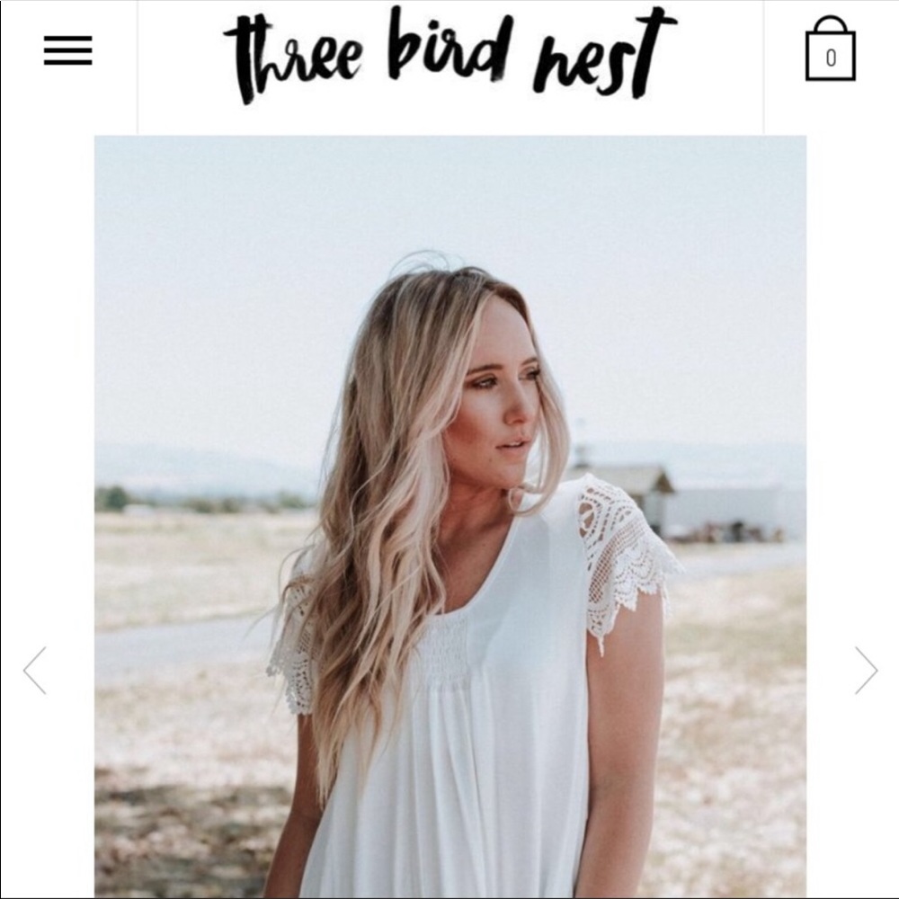 White Lace Three Bird Nest Top